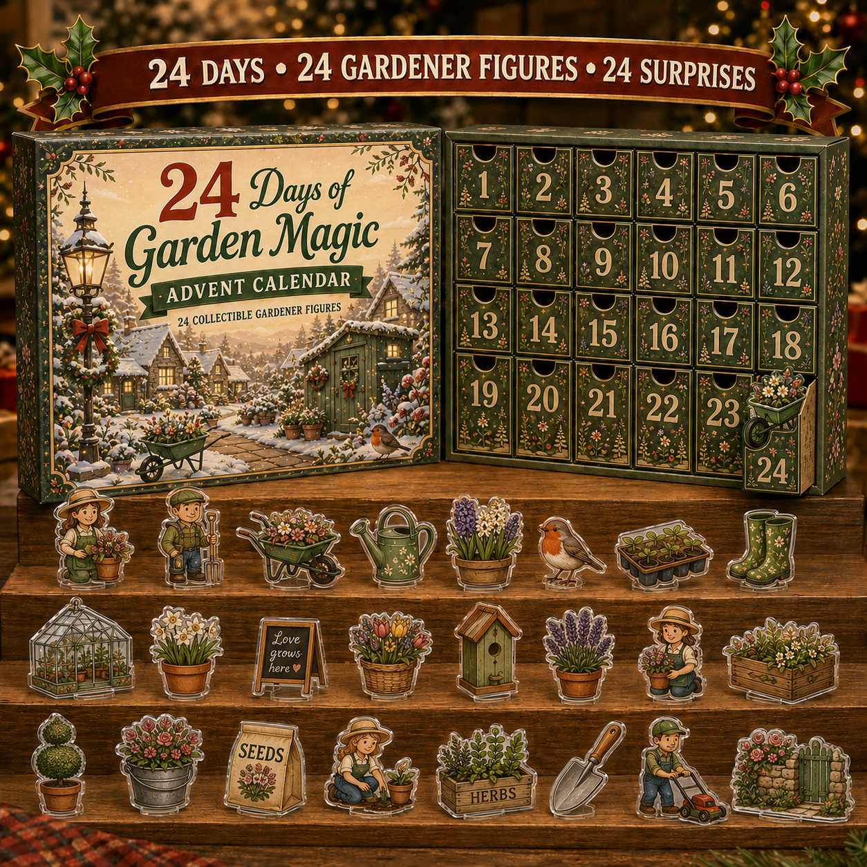 CHRISTMAS KICKOFF 49% OFF - 2026 Garden Magic Blind Box - 24‑Day Festive Countdown, Gardener Figures Blind Box - Gift For Gardening Enthusiasts
