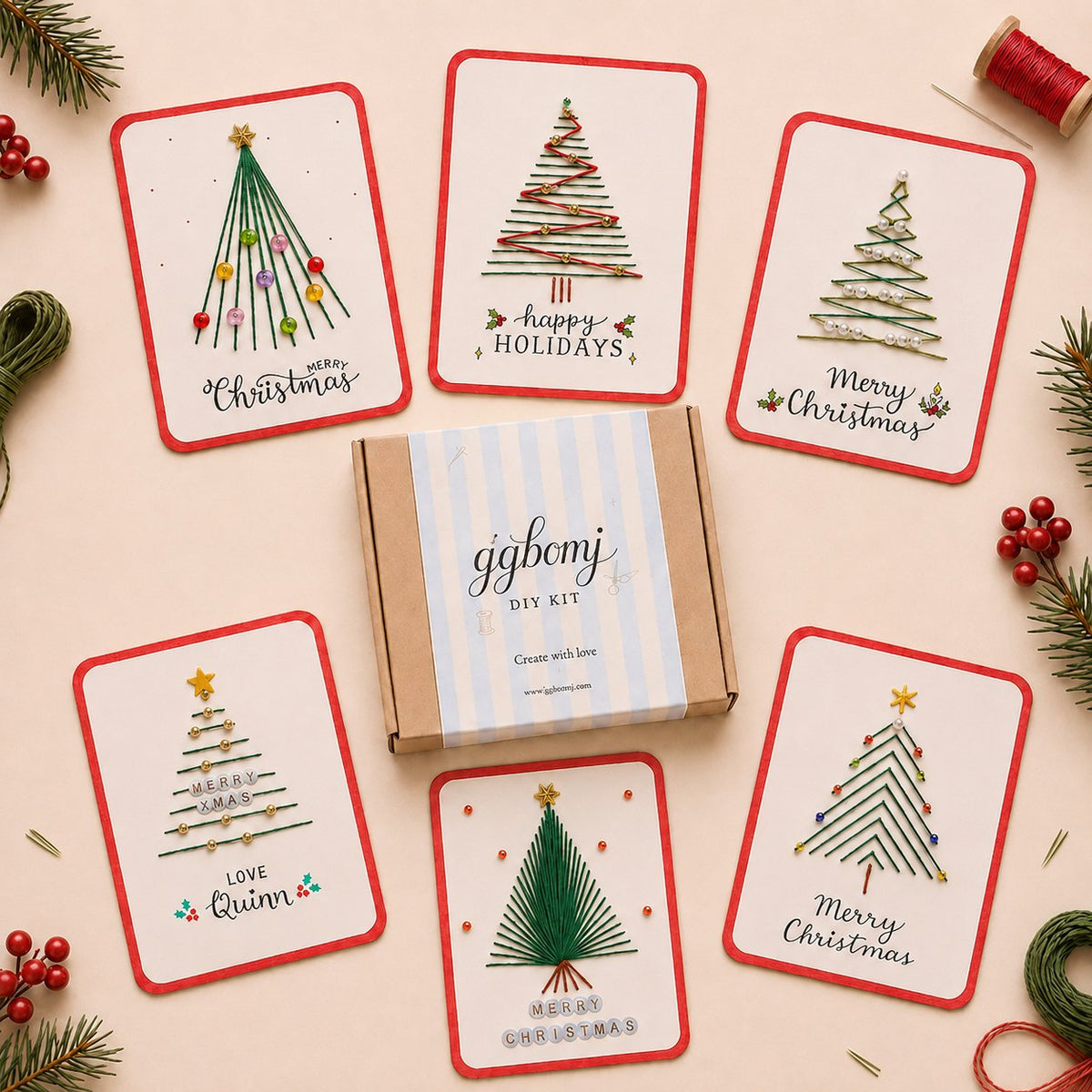🎄🧵Merry & Bright Christmas DIY Kit (6 pcs)