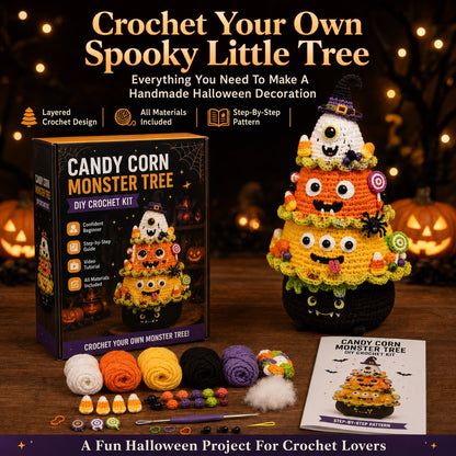 Halloween Tree DIY Crochet Kit | All-In-One Kit for a Layered 7-Inch Spooky Tabletop Decoration 🧶👻✨