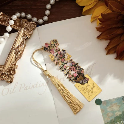 📚✨ Gold Metal Bookmark with Tassel – Van Gogh & Monet Inspired Gift for Book Lovers 🎨
