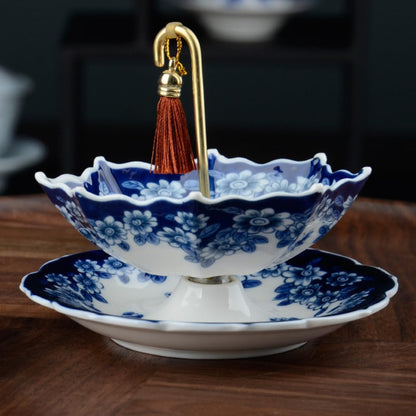 ☂️☕5 Thousand Years Blue and White Porcelain Umbrella Tea Infuser Set