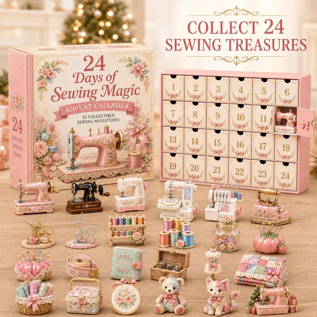 2026 Sewing Magic Miniatures Blind Box - 24‑Day Festive Countdown, Sewing Trinkets Blind Box - Gift For Sewing Lovers