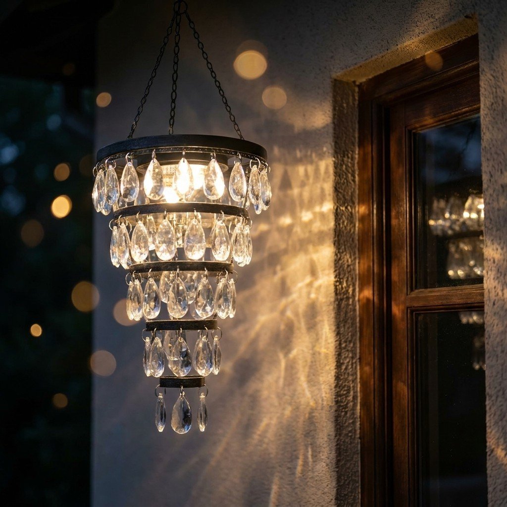 Solar Hanging Crystal Chandelier