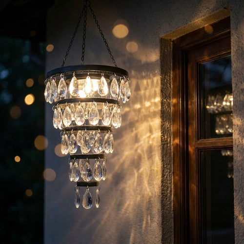 Solar Hanging Crystal Chandelier