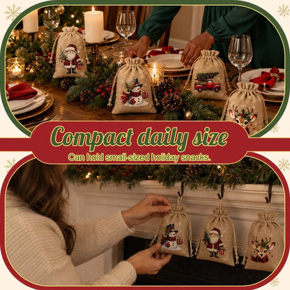 🎄Christmas Drawstring Gift Bags - Pull, Tie, and Make Every Little Gift Feel More Festive🎁