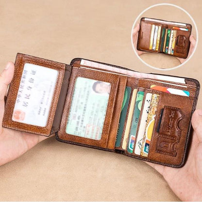 💼 FLASH 50% OFF SALE! Minimalist RFID Blocking Leather Wallet for Men – Slim Genuine Cowhide Wallet for Everyday Carry