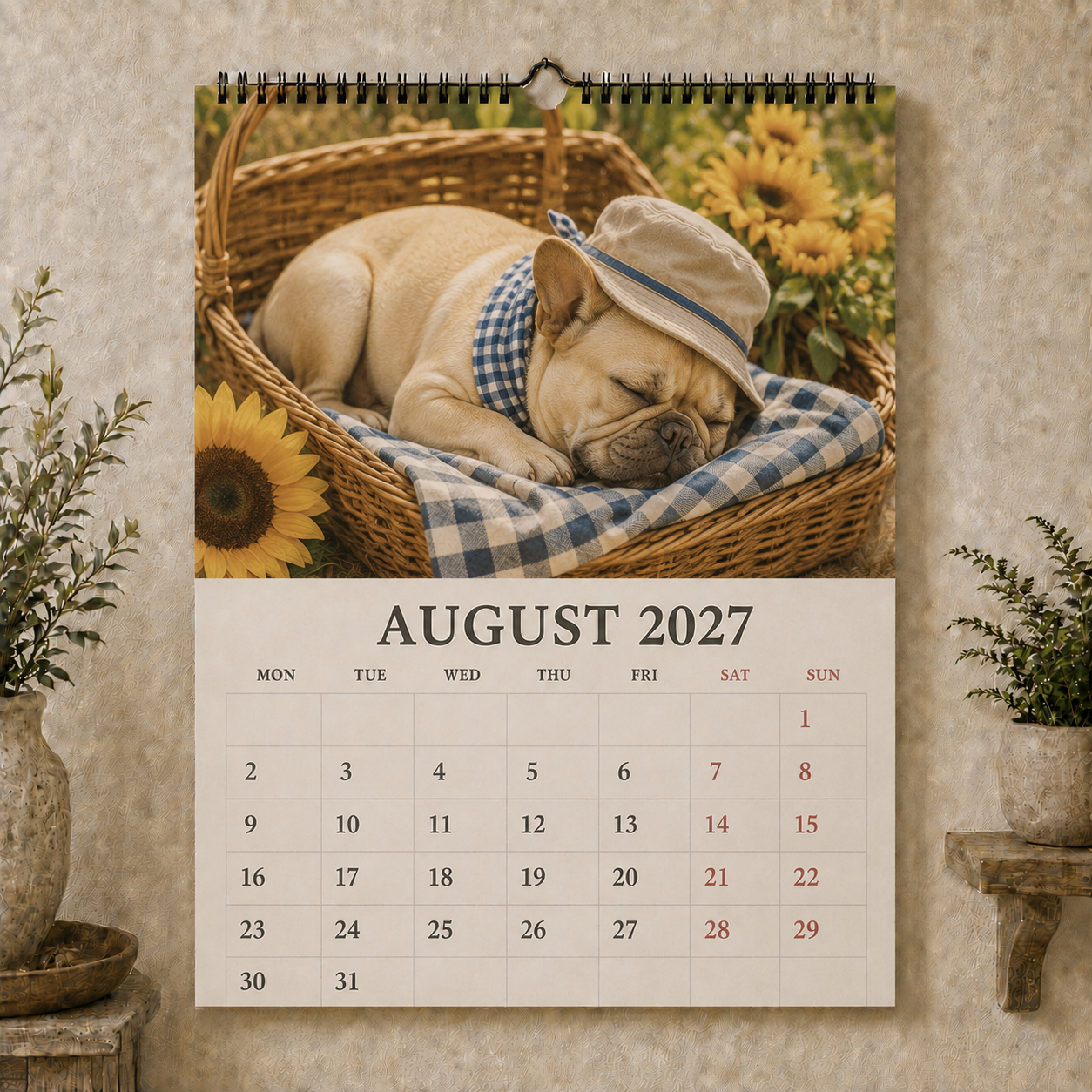 🐾 Funny French Bulldogs 2027 Wall Calendar – 12 Months of Charming Frenchie Moments