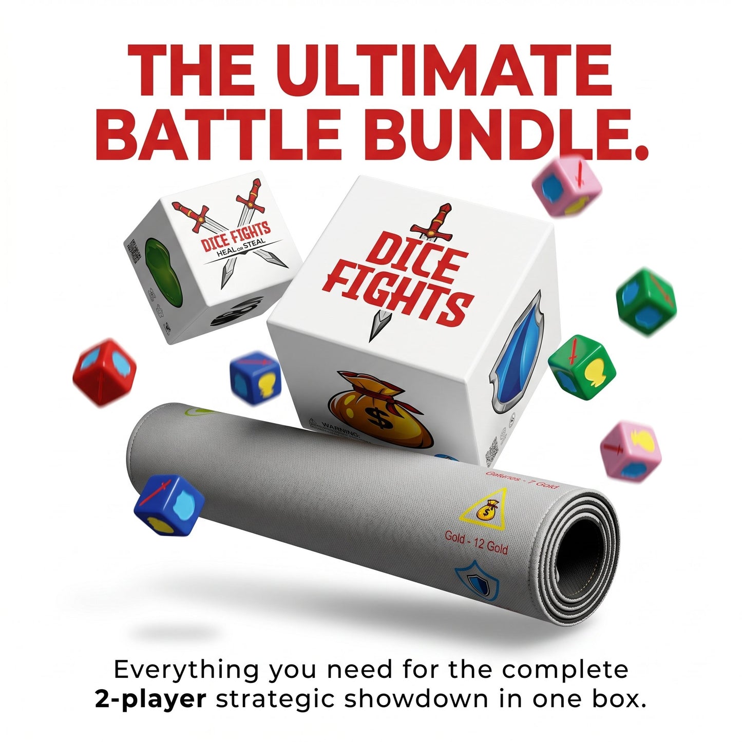 🎲Ultimate Dice Fights Bundle: 2-Player Engine Builder Board Game (Dice Fights + Heal or Steal Set + Playmat)