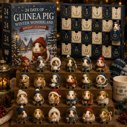 CHRISTMAS KICKOFF 49% OFF - 2026 Days of Guinea Pig Winter Wonderland Blind Box - 24-Day Festive Countdown, Guinea Pig Themed Collectible Miniatures Blind Box - Gift For Guinea Pig Lovers