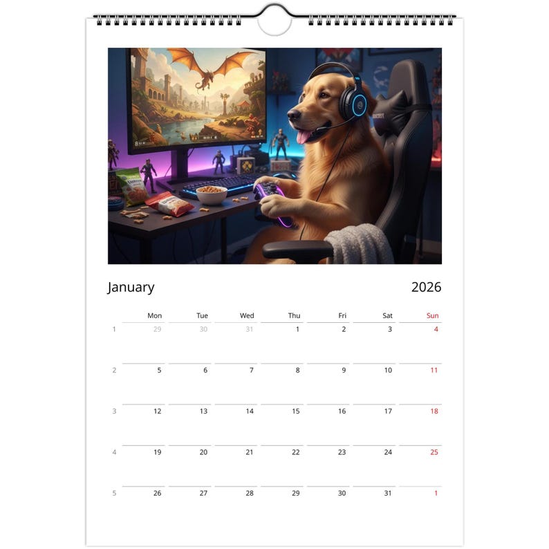 Golden Retriever dog Calendar 2027 - Daily Activities