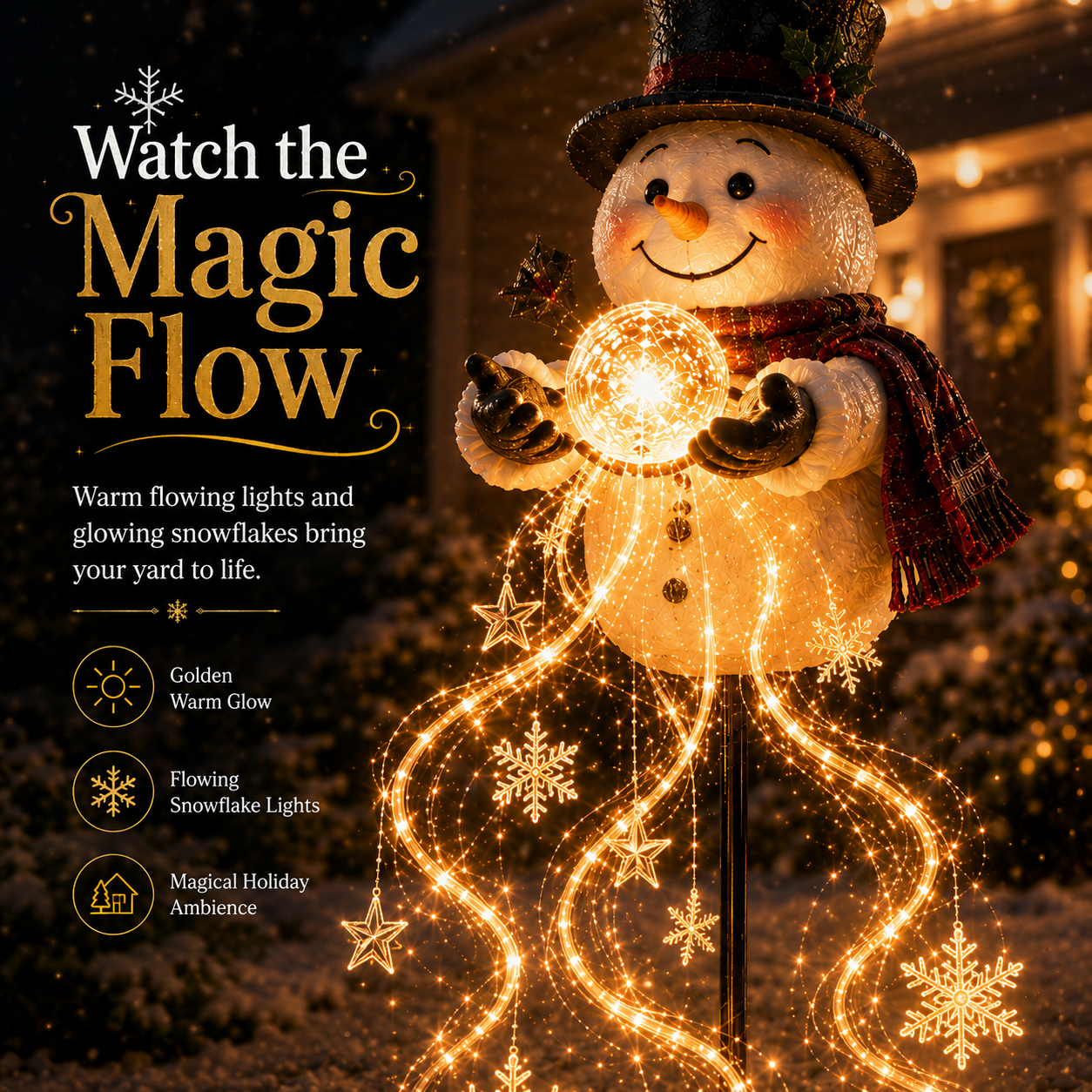 🎄49% OFF🎄 Snowman Magic Fountai-Flowing Snowflake LED Christmas Garden Light❄️