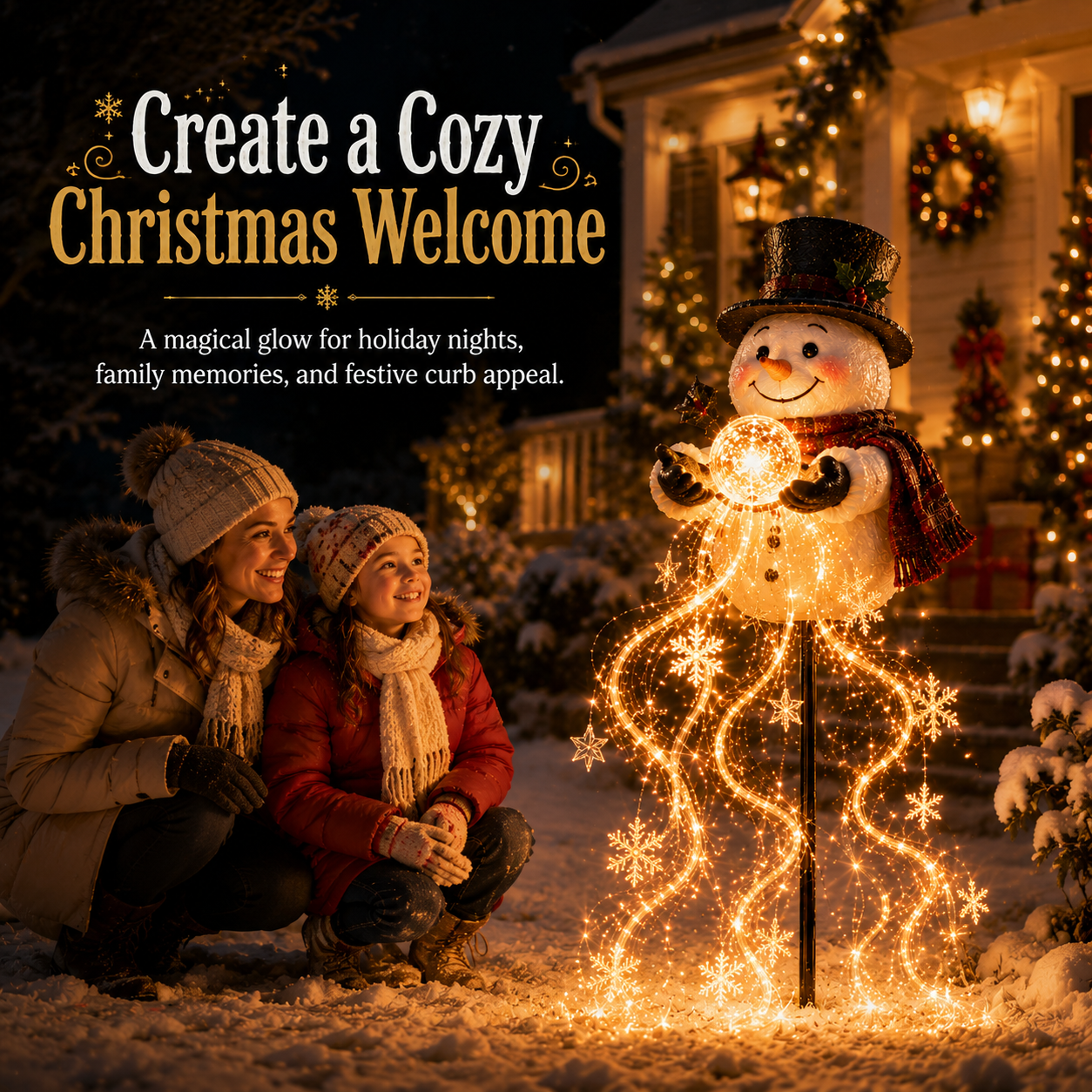 🎄49% OFF🎄 Snowman Magic Fountai-Flowing Snowflake LED Christmas Garden Light❄️