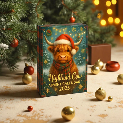 Highland Cow Advent Calendar: 24 Hand-Painted Christmas Figurines