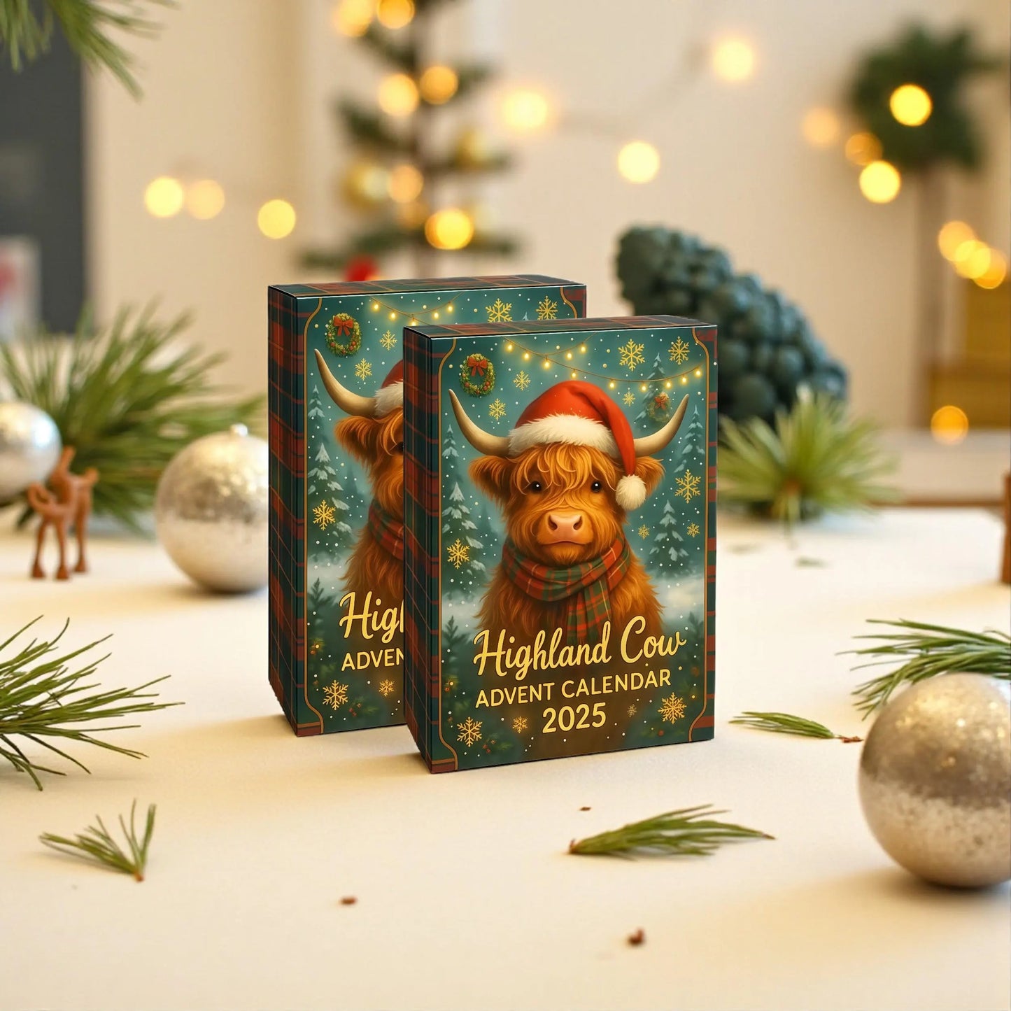 Highland Cow Advent Calendar: 24 Hand-Painted Christmas Figurines
