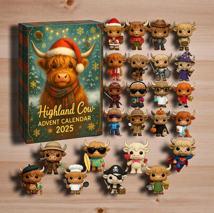 Highland Cow Advent Calendar: 24 Hand-Painted Christmas Figurines