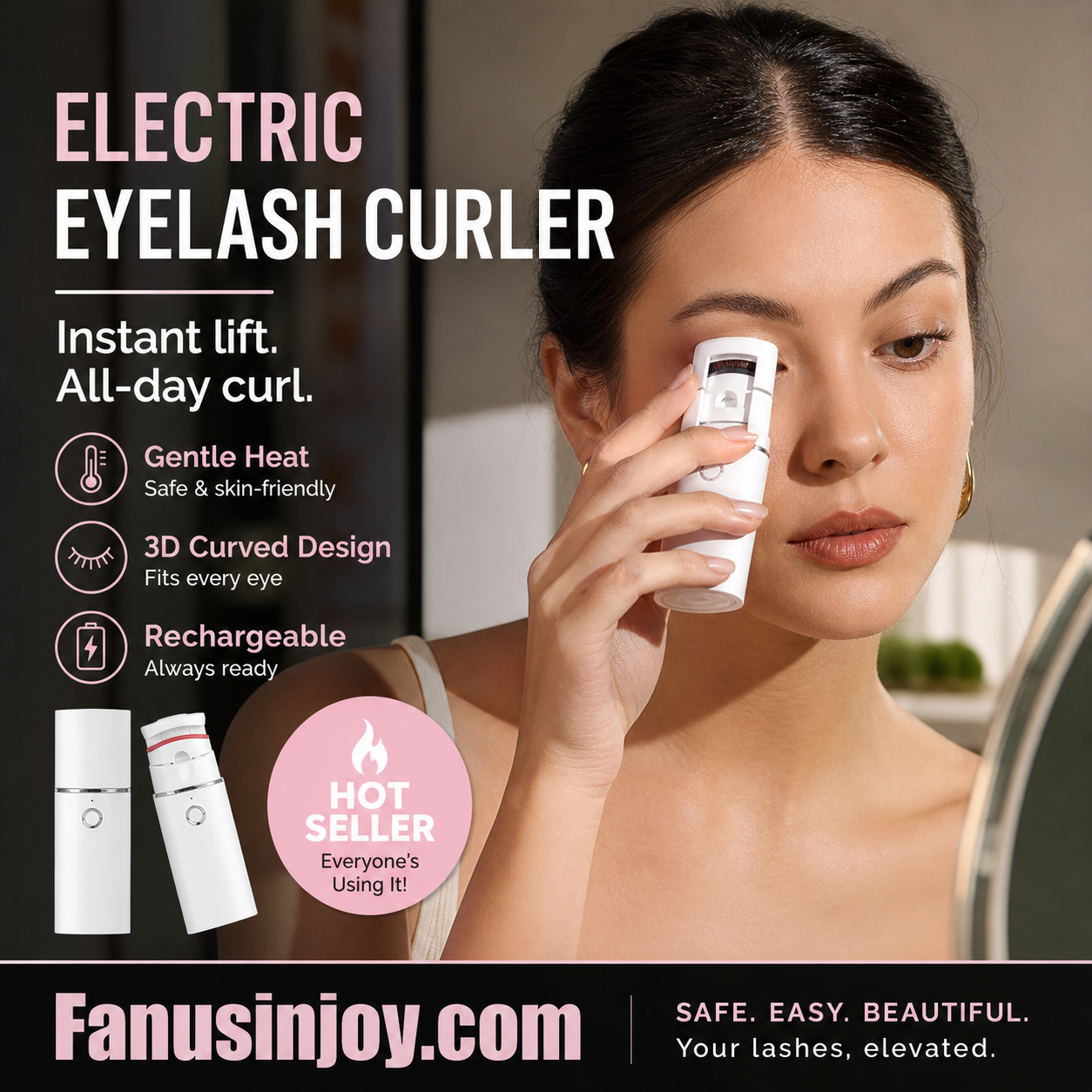 🔥Surprise 50% OFF👩🏻‍🏭Get gorgeous eyelashes back！✨️Rechargeable Electric Heated Eyelash Curler