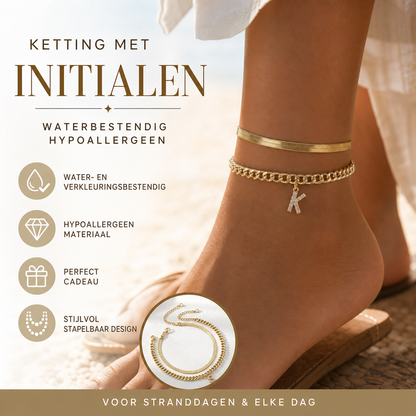 💥【LIMITED TIME 50% OFF】🔥 Enkelbandje met Letterhanger | Set van 2 Stapelbaar | Water- & Verkleuringsbestendig | Hypoallergeen | 26 Letters Beschikbaar | Perfect Cadeau