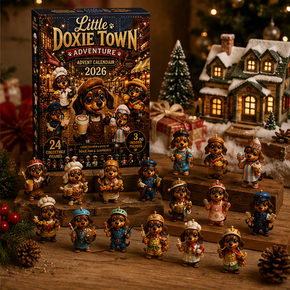 CHRISTMAS KICKOFF: 48% OFF – 2026 Little Doxie Town Advent Calendar – Meet 24 Charming Sausage Dog Townsfolk, Christmas Collectible Blind Box