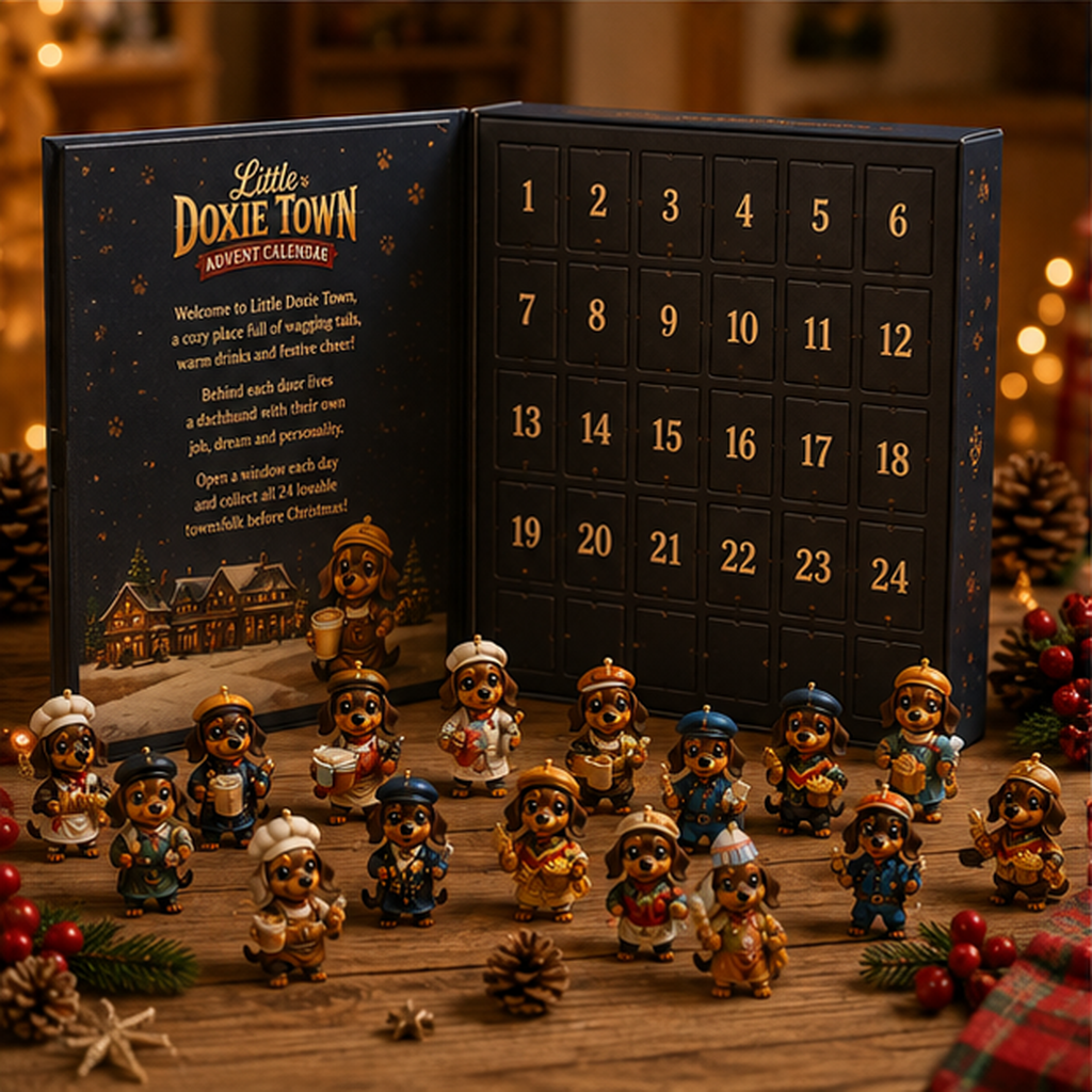 CHRISTMAS KICKOFF: 48% OFF – 2026 Little Doxie Town Advent Calendar – Meet 24 Charming Sausage Dog Townsfolk, Christmas Collectible Blind Box