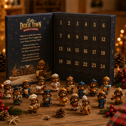 CHRISTMAS KICKOFF: 48% OFF – 2026 Little Doxie Town Advent Calendar – Meet 24 Charming Sausage Dog Townsfolk, Christmas Collectible Blind Box