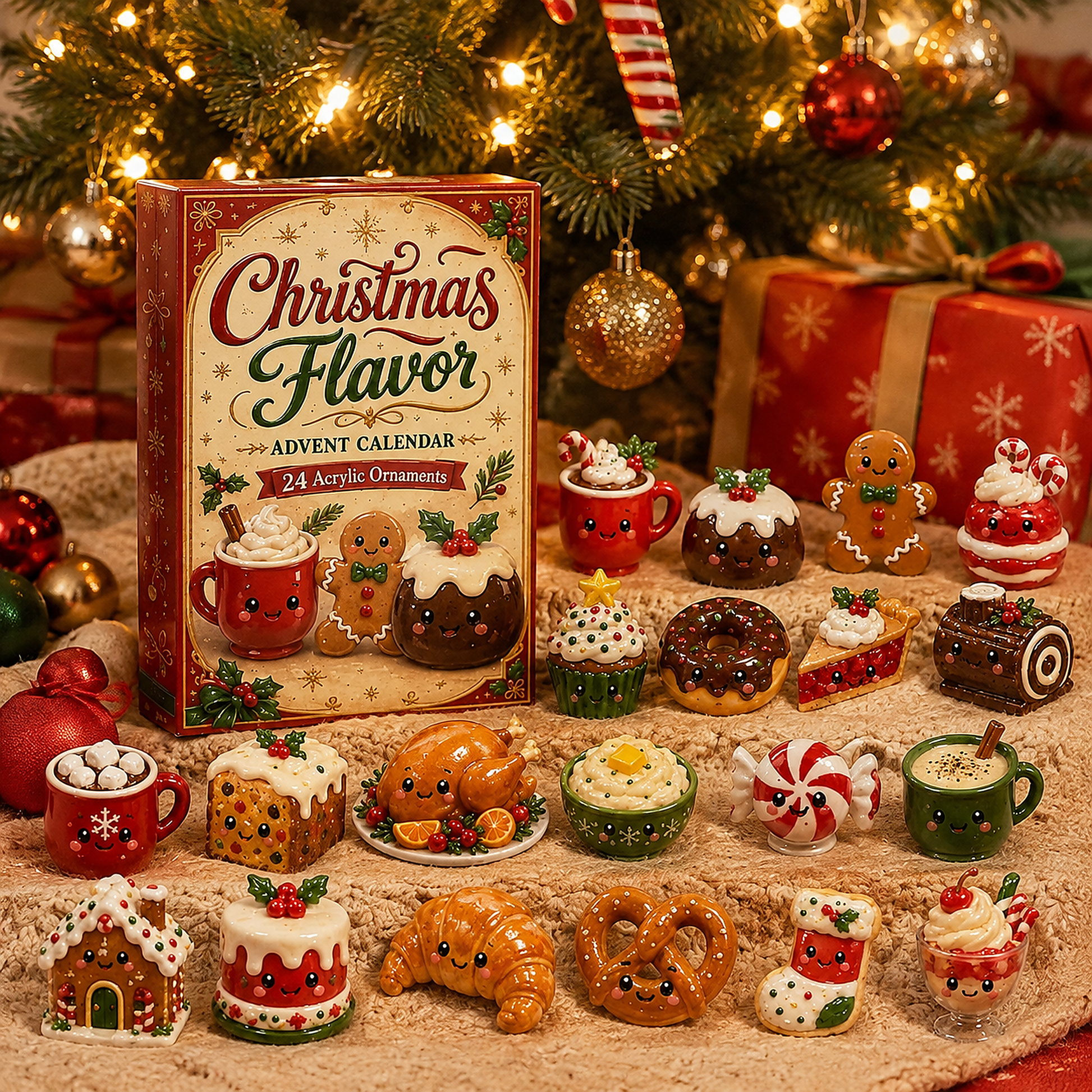 CHRISTMAS KICKOFF 50% OFF - Christmas Flavors Advent Calendar 2026 - 24-Day Festive Countdown, Acrylic Charms Blind Box - Gift For Family & Friends