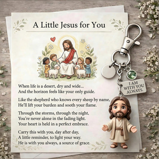 'A Little Jesus for You' - Comforting Pocket Reminder Keychain & Poem Card Gift Set 🌟🙏