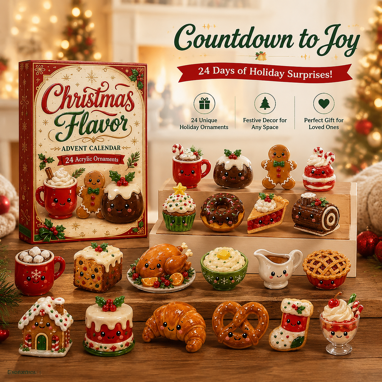 CHRISTMAS KICKOFF 50% OFF - Christmas Flavors Advent Calendar 2026 - 24-Day Festive Countdown, Acrylic Charms Blind Box - Gift For Family & Friends