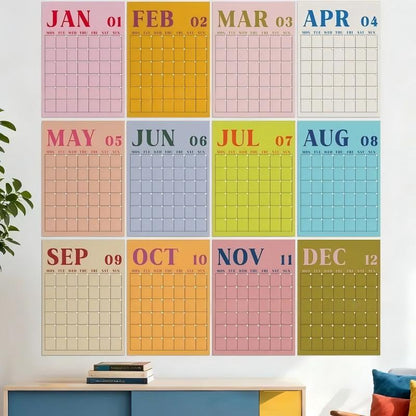 🏫📅Back to School Large Wall Calendar - Dry Erase Undated Weekly 12 Monthly Planner