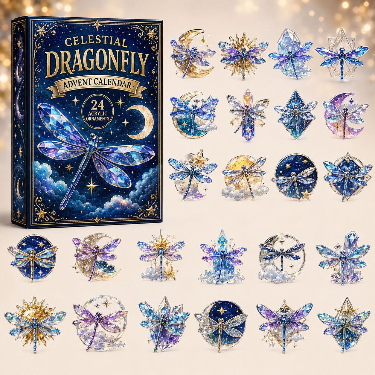 CHRISTMAS KICKOFF 49% OFF - Celestial Dragonflies Advent Calendar 2026 - 24-Day Festive Countdown, Acrylic Charms Blind Box - Gift For Dragonfly Lovers AC0HT356