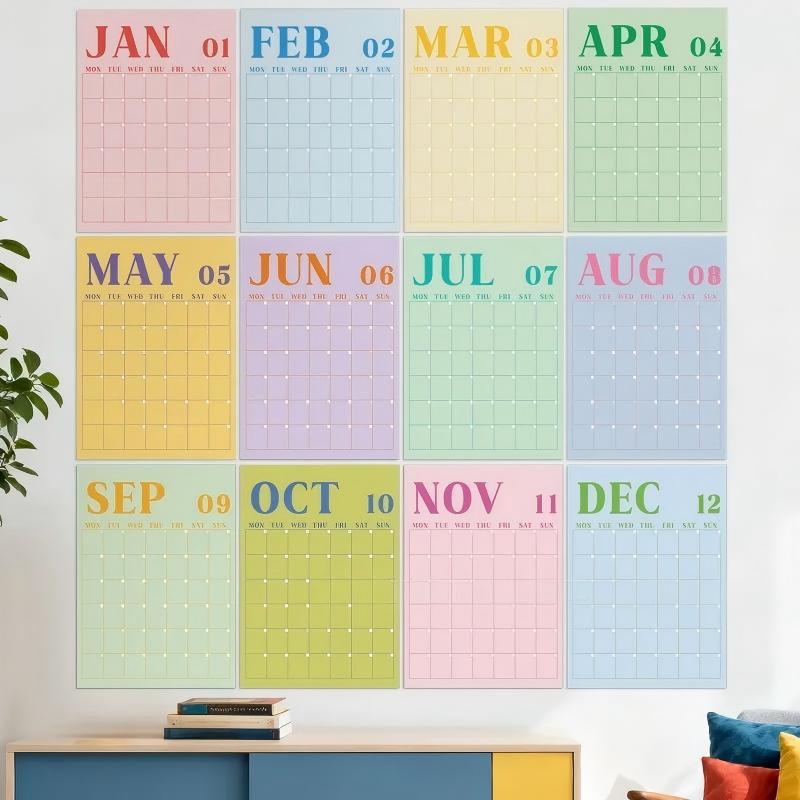 🏫📅Back to School Large Wall Calendar - Dry Erase Undated Weekly 12 Monthly Planner