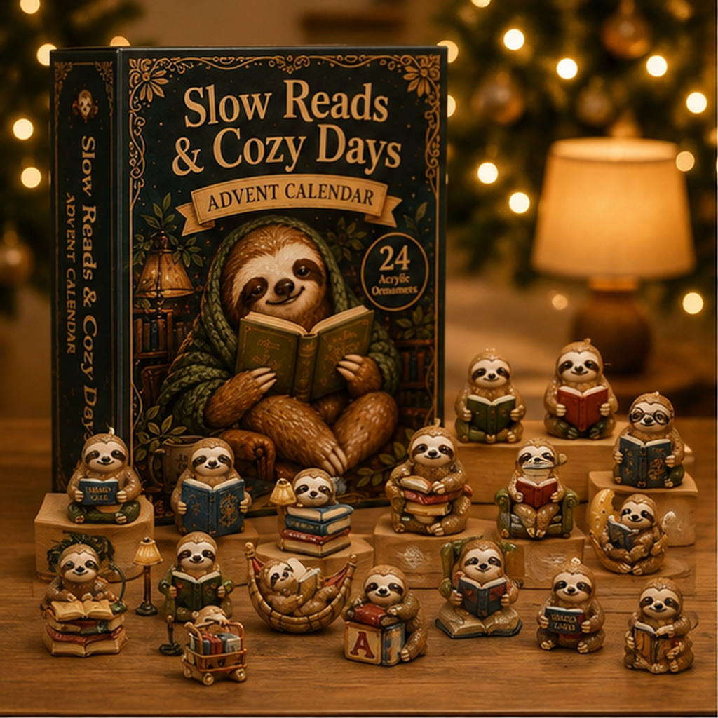 2026 The Cozy Reader’s Advent Calendar – 24 Days of Books, Sloths & Quiet Little Moments, Gift for Book Lovers, Acrylic Blind Box