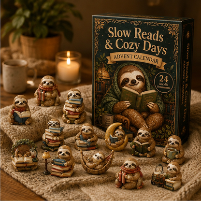 2026 The Cozy Reader’s Advent Calendar – 24 Days of Books, Sloths & Quiet Little Moments, Gift for Book Lovers, Acrylic Blind Box