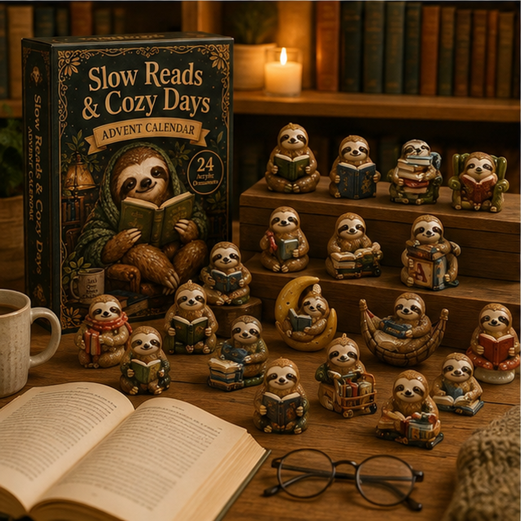 2026 The Cozy Reader’s Advent Calendar – 24 Days of Books, Sloths & Quiet Little Moments, Gift for Book Lovers, Acrylic Blind Box