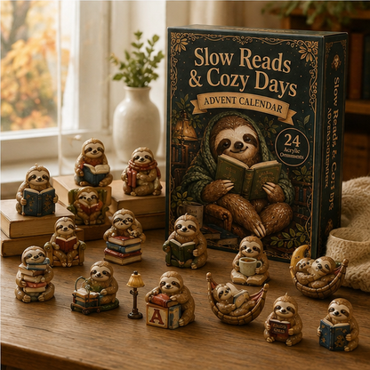 2026 The Cozy Reader’s Advent Calendar – 24 Days of Books, Sloths & Quiet Little Moments, Gift for Book Lovers, Acrylic Blind Box