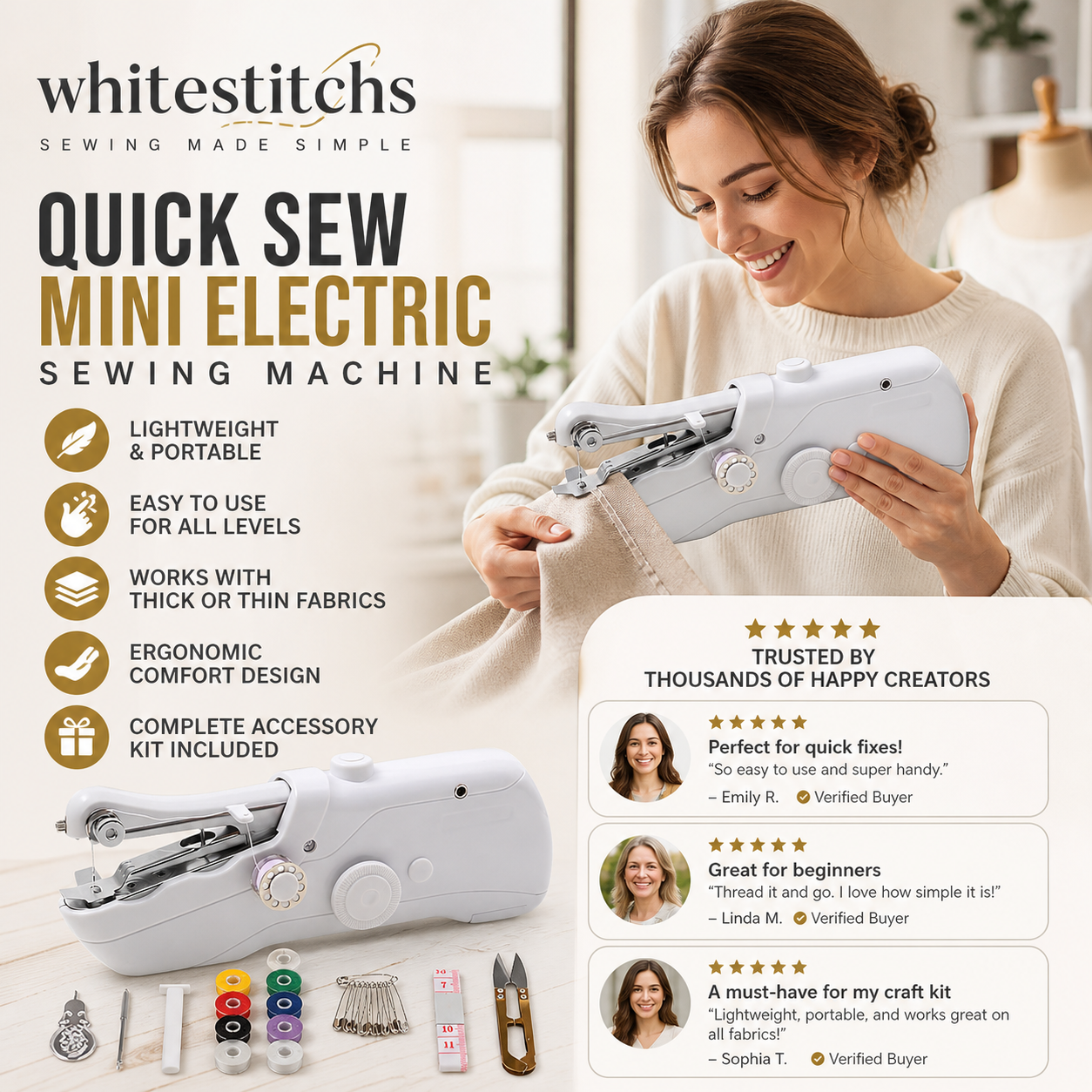 🧵 Mini Electric Sewing Machine – Lightweight, Portable & Easy to Use! ✨
