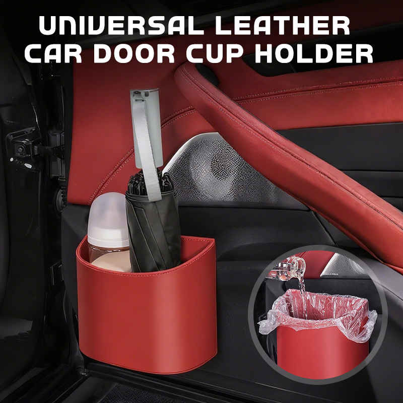 🥳2026 HOT SALE🥳💞50K+ SOLD!🚗🧺 50% OFF! Leather Car Door Cup Holder – Wide‑mouth opening, easy reach for drinks & phone. Clip‑on secure fit. PU leather, tough & stylish. 🛡️✨