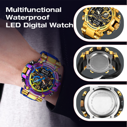 📢📢50% OFF !! ⏰ Multifunctional Waterproof LED Digital Watch – 50M, Dual Movement, Stopwatch 🌙