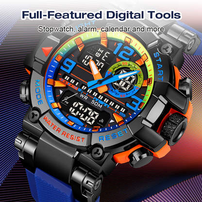 📢📢50% OFF !! ⏰ Multifunctional Waterproof LED Digital Watch – 50M, Dual Movement, Stopwatch 🌙