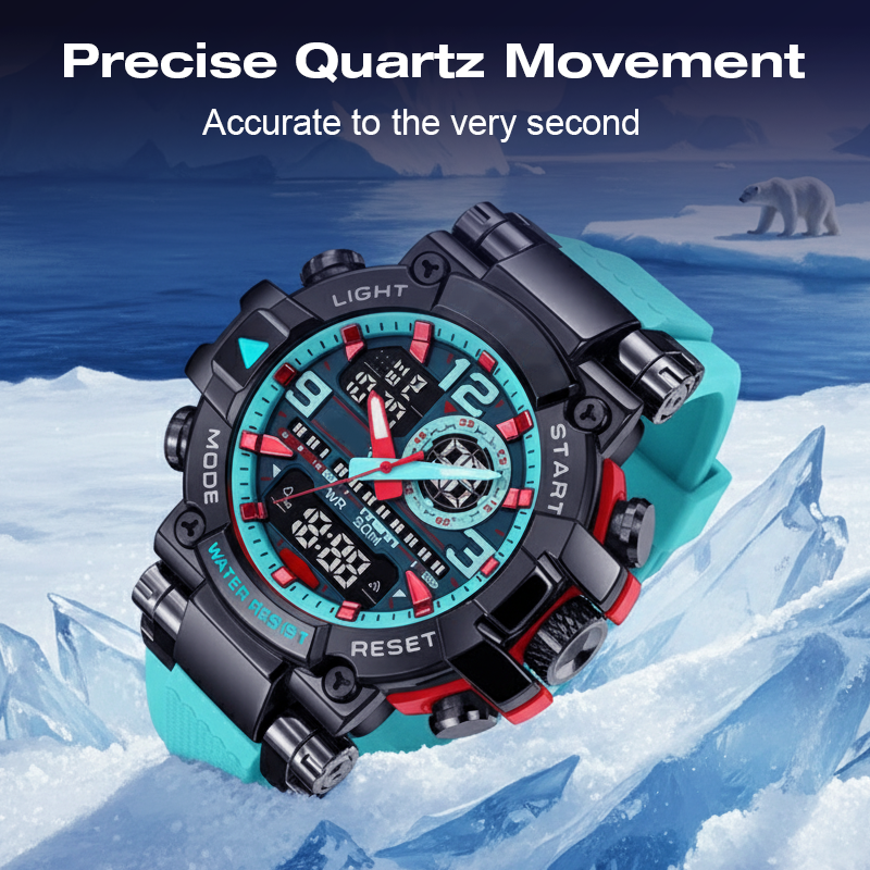 📢📢50% OFF !! ⏰ Multifunctional Waterproof LED Digital Watch – 50M, Dual Movement, Stopwatch 🌙