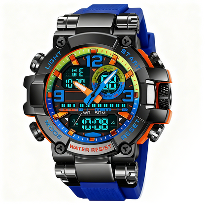 📢📢50% OFF !! ⏰ Multifunctional Waterproof LED Digital Watch – 50M, Dual Movement, Stopwatch 🌙
