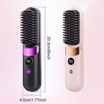 🔥HOT SALE 50% OFF💇‍♀️🔥 3-in-1 Cordless Hair Straightening Brush – Straighten, Curl & Detangle – USB-C Rechargeable with 4 Heat Settings – Perfect Hair Anywhere! ✨