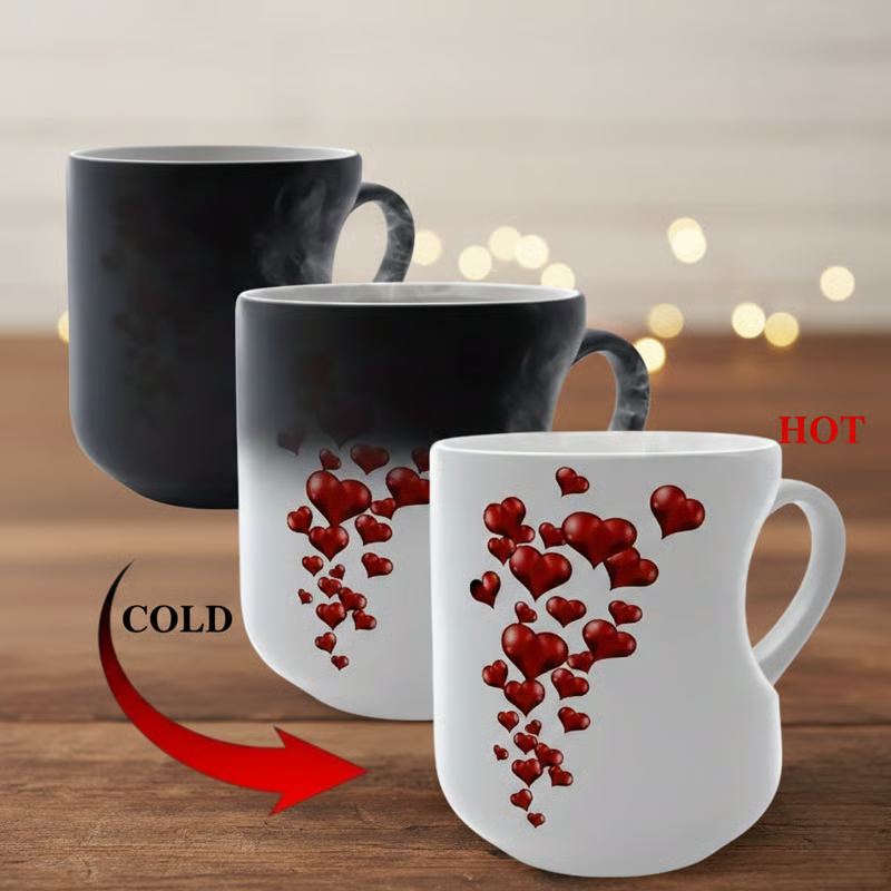 📢📢50% OFF!!!⏰ Colour-changing Ceramic Mug with Heart-shaped Handle for Valentine's Day 💝✨