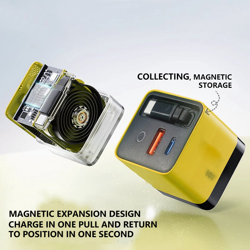 ⚡80W Fast Charging Phone Charger Block with Retractable 80cm Type-C Cable