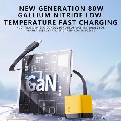 ⚡80W Fast Charging Phone Charger Block with Retractable 80cm Type-C Cable
