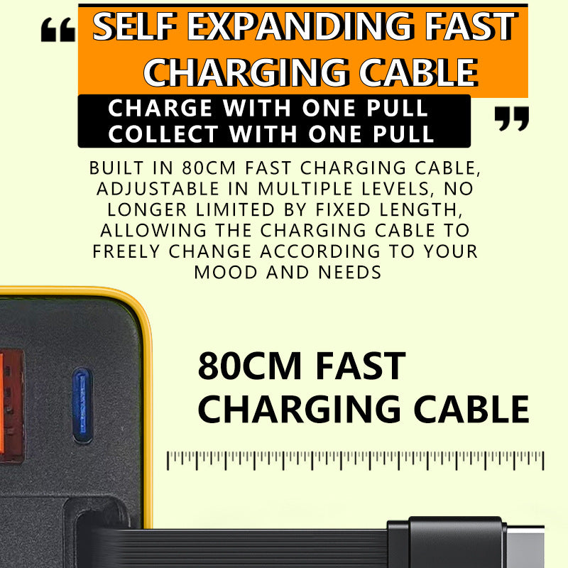 ⚡80W Fast Charging Phone Charger Block with Retractable 80cm Type-C Cable