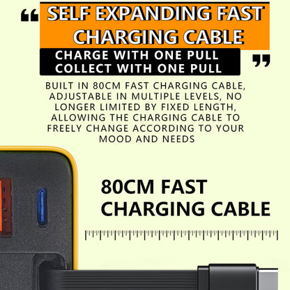 ⚡80W Fast Charging Phone Charger Block with Retractable 80cm Type-C Cable