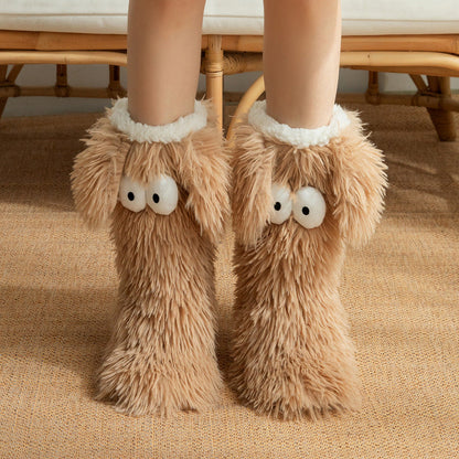 💗LAST DAY SALE 50% OFF⚡50K+ SOLD💕Women's Plush Slippers Socks Floor Socks Winter Home Indoor Thickened Fleece-Lined Anti-Slip Adult Women's Plush Snow Socks Shoe Covers