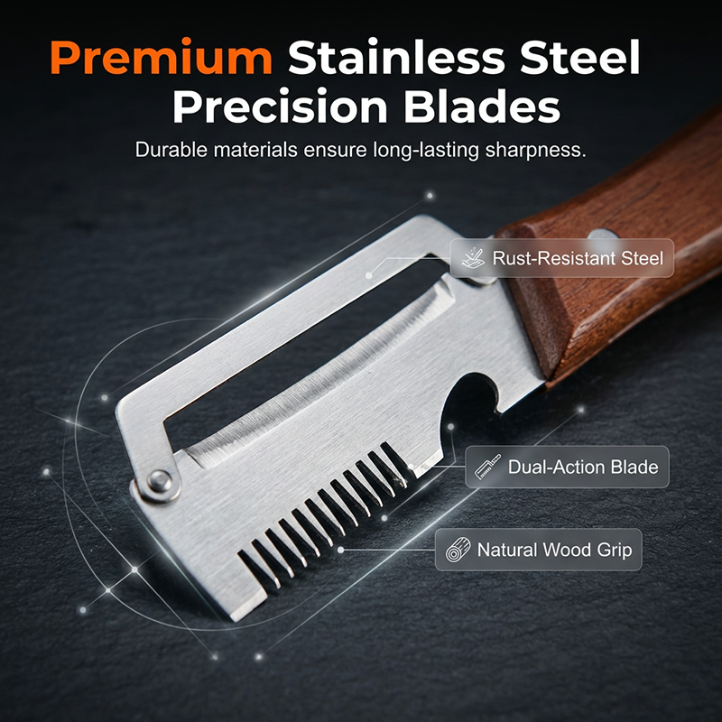 3-in-1 Spring Onion Slicer, Peeler & Bottle Opener with Wooden Handle