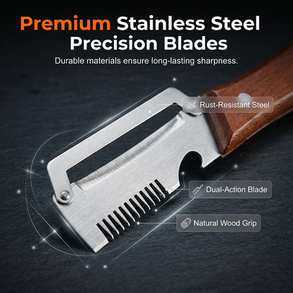 3-in-1 Spring Onion Slicer, Peeler & Bottle Opener with Wooden Handle