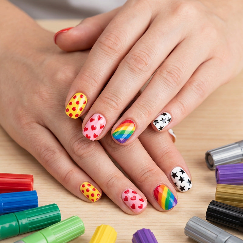 💞50K+ SOLD!✨🎨Dual-Tip Nail Art Marker Pen SetQuick‑dry, no UV lamp. Fine & brush tips. Easy DIY at home.💅🖌️